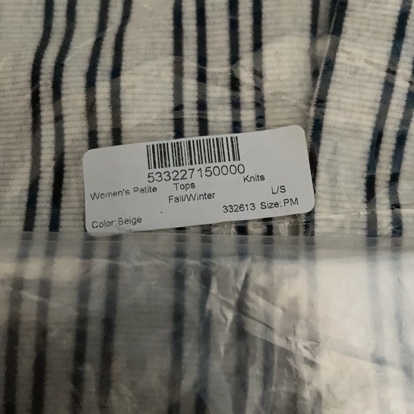 new Talbots Black Beige Stripes Cowl Neck Top US MP - Picture 6 of 6